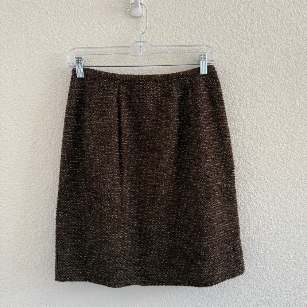 Vintage Brown Tweed Mini Pencil Skirt by Norton McNaughton Petites